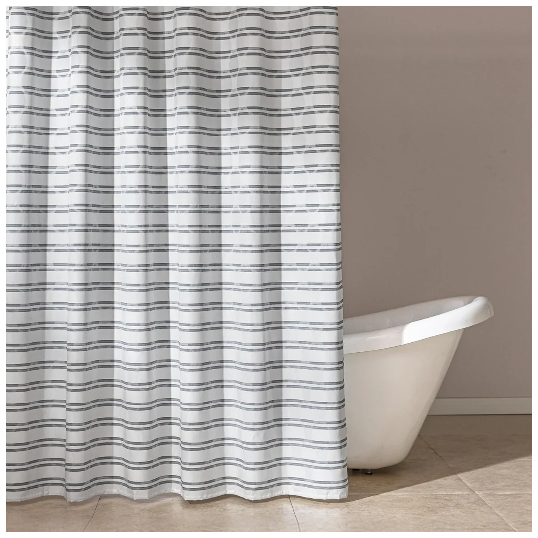 Amazon Basics Geometric Jacquard Fabric Shower Curtain