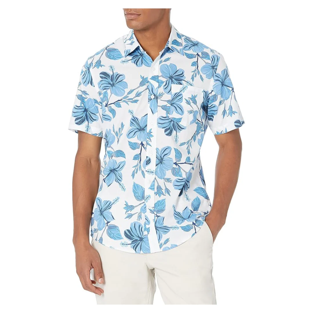 Amazon Essentials Men's Slim-Fit Short-Sleeve Print Shirt