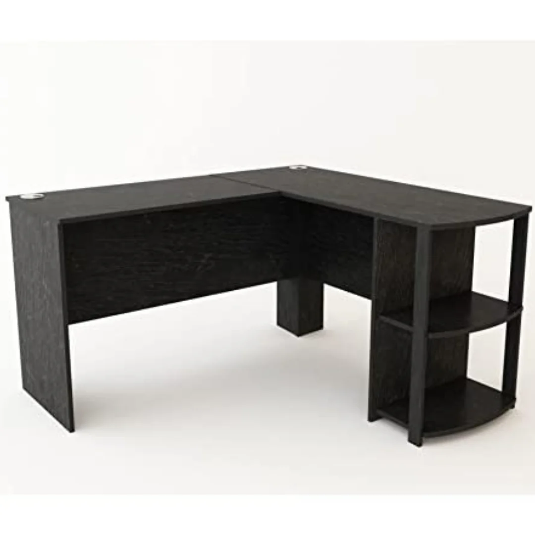 Ameriwood Dakota L-Desk with Bookshelves (Black Oak)