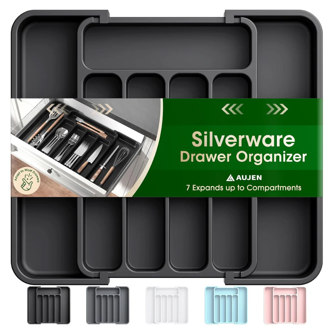Aujen Expandable Silverware Organizer For Kitchen Drawer