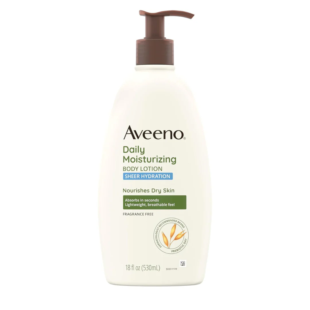 Aveeno Sheer Hydration Daily Moisturizing Fragrance-Free Lotion With Nourishing Prebiotic Oat