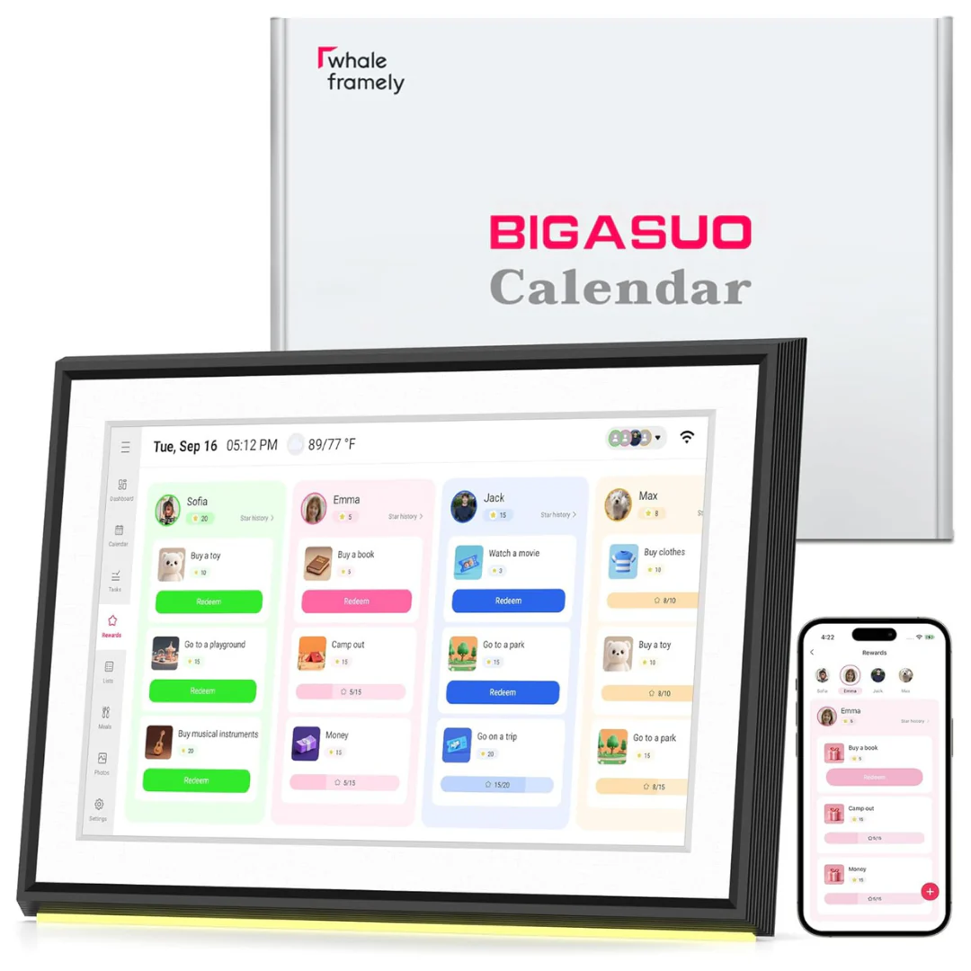 Bigasuo 10.1" Touch Display Smart Digital Calendar & Planner