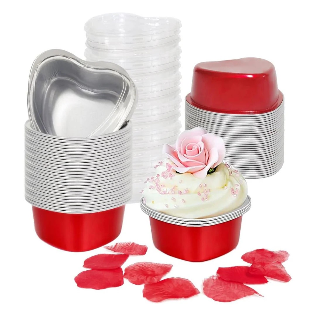 Blvryvio 50-Sets Aluminum Cupcake Cups With Lids