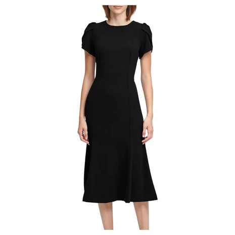 Calvin Klein Women's Crew Neck Short Sleeve Midi Dress