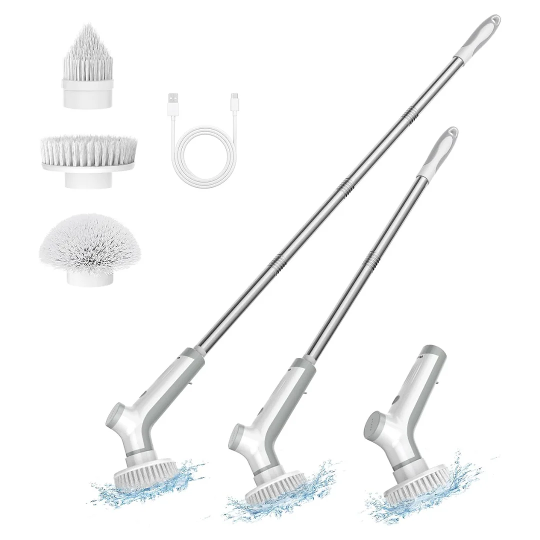 Cordless Electric Spin Scrubber W/ 3 Replaceable Heads