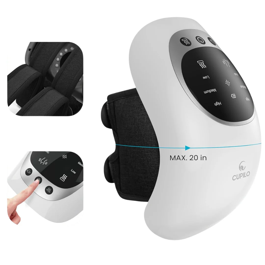 CuPiLo Rechargeable Cordless Knee Massager with Heat & Vibration