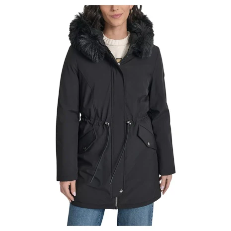 DKNY Women's Trim Hooded Anorak Puffer Coat
