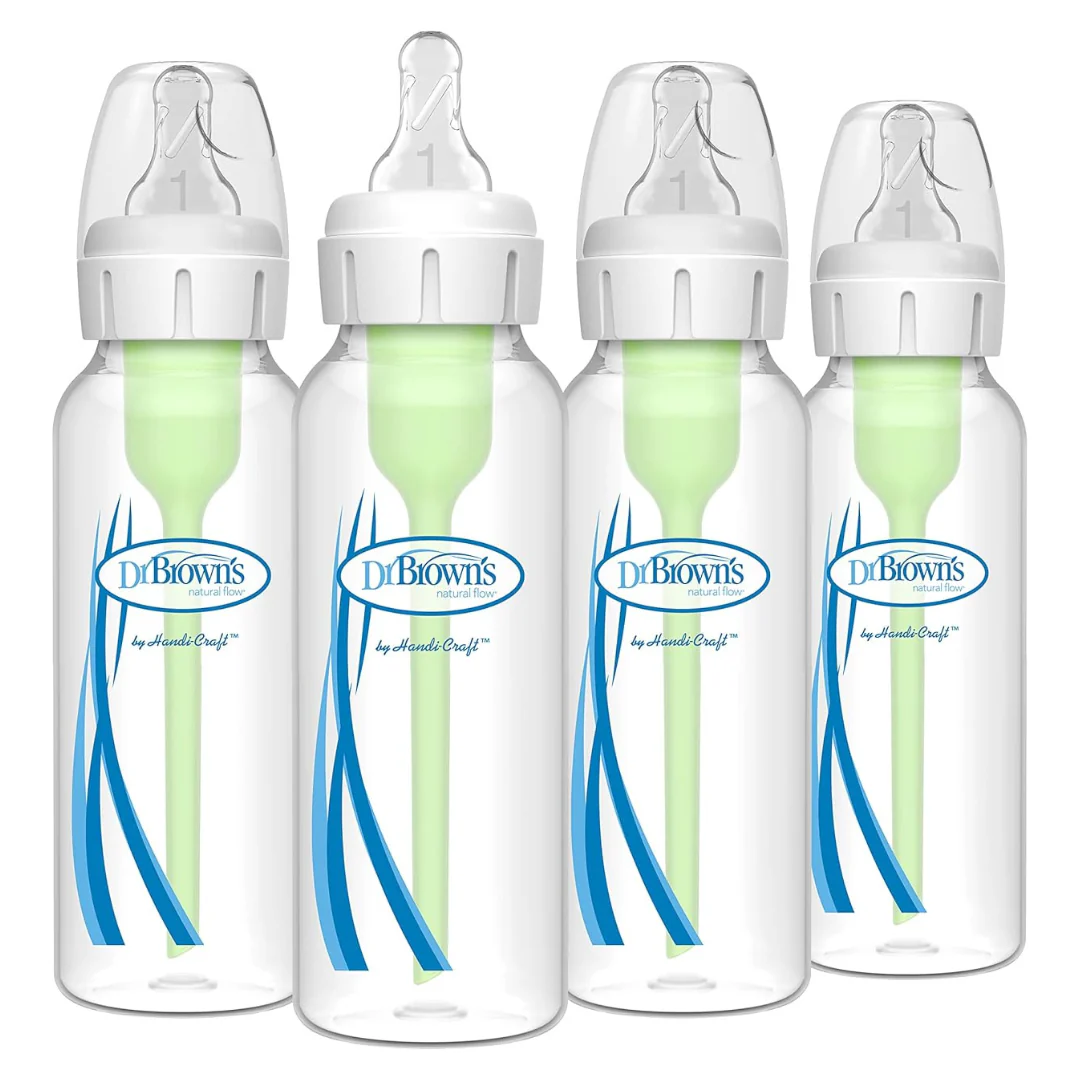 Dr. Brown’s Natural Flow Anti-Colic Options+ Narrow Baby Bottle (8 oz, 4 Pack)