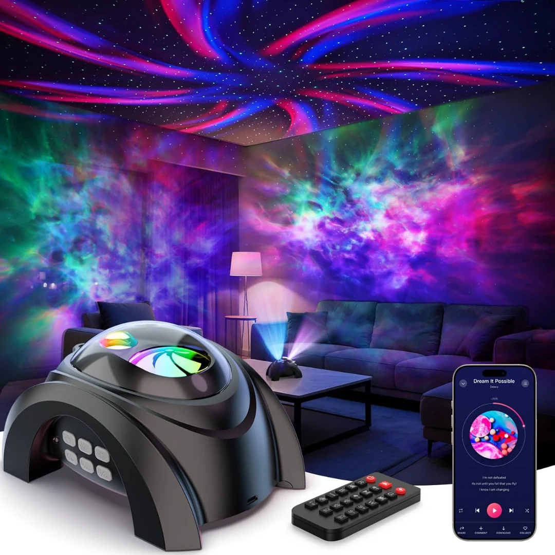 Dual Lens Galaxy Projector With Aurora & Nebula
