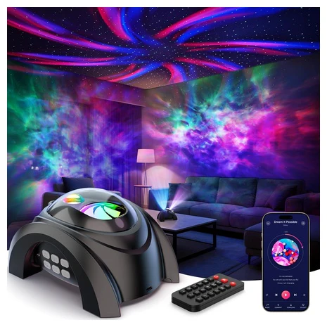 Dual Lens Galaxy Star Projector with White Noise