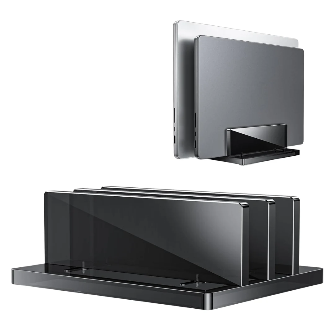 Dual Slot Acrylic Vertical Laptop Stand