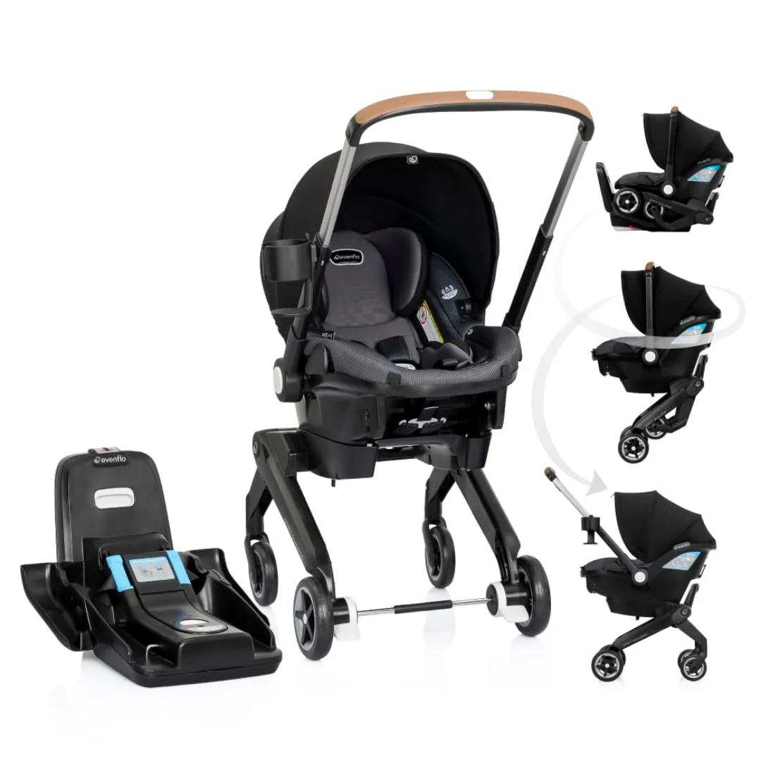 Evenflo Shyft DualRide Infant Car Seat Stroller Combo With Carryall Storage (Boone Gray)
