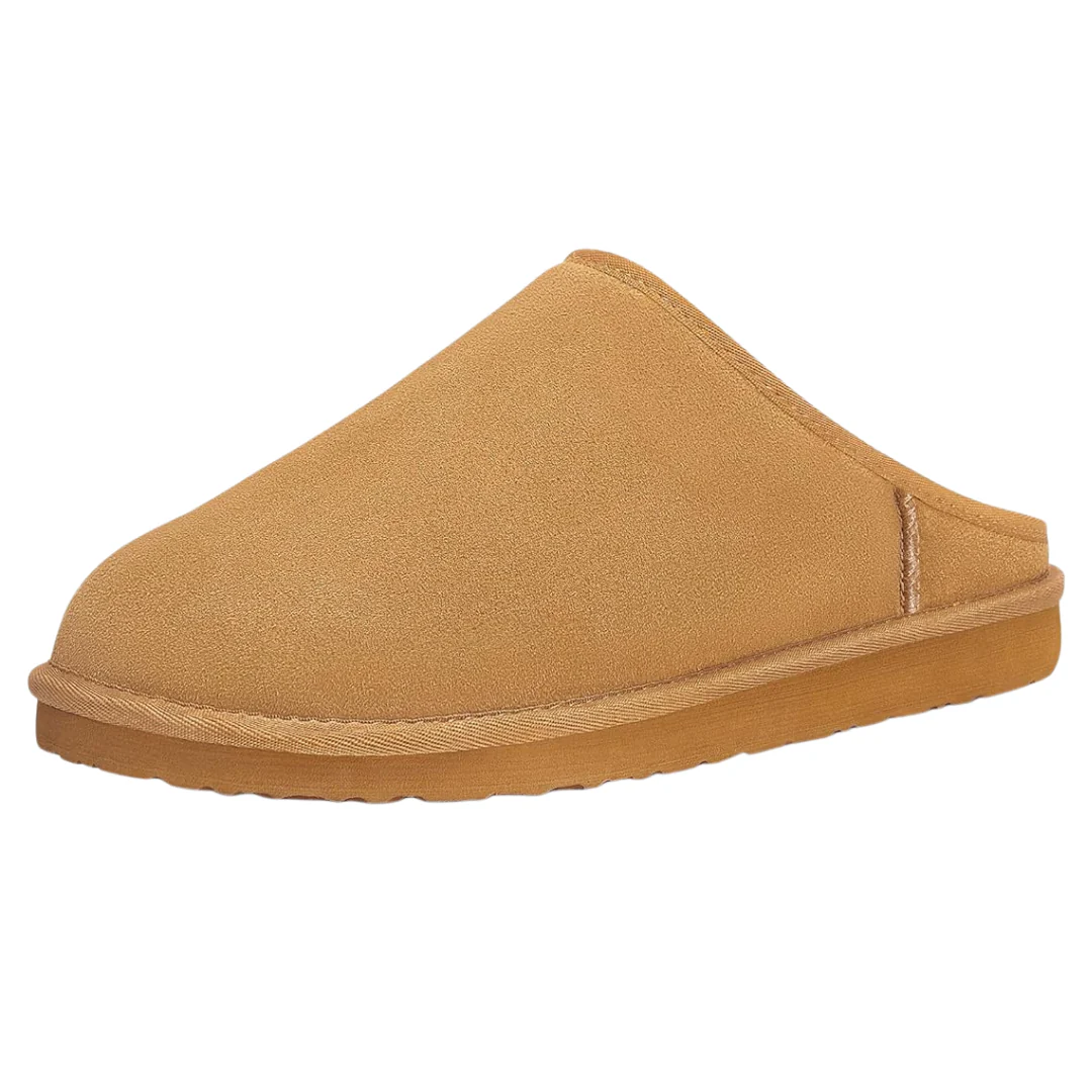 FITORY Men's Winter Genuine Leather Slippers