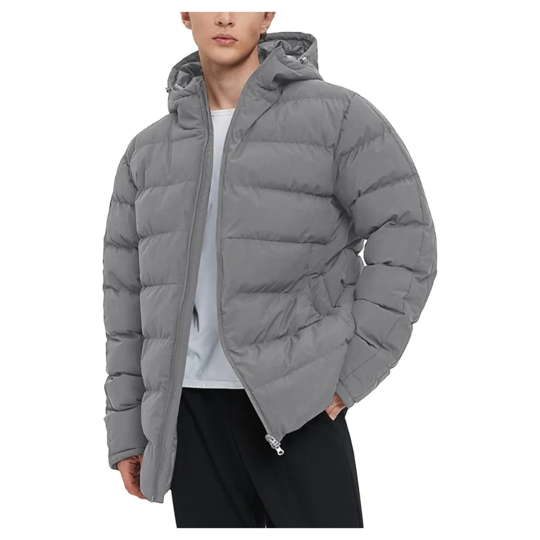 Flygo Men's Insulated Winter Waterproof Hooded Puffer Jacket