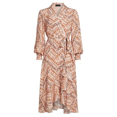 Gilded Chain Print Midi Dress