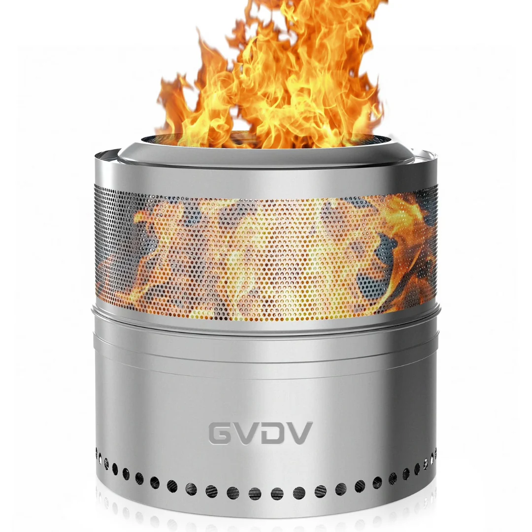 GVDV 18" Camping Smokeless Fire Pit with Bag