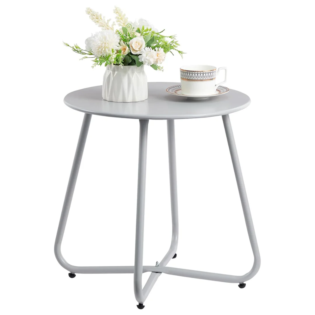 HollyHOME 17.32" Portable Round Metal Side Table