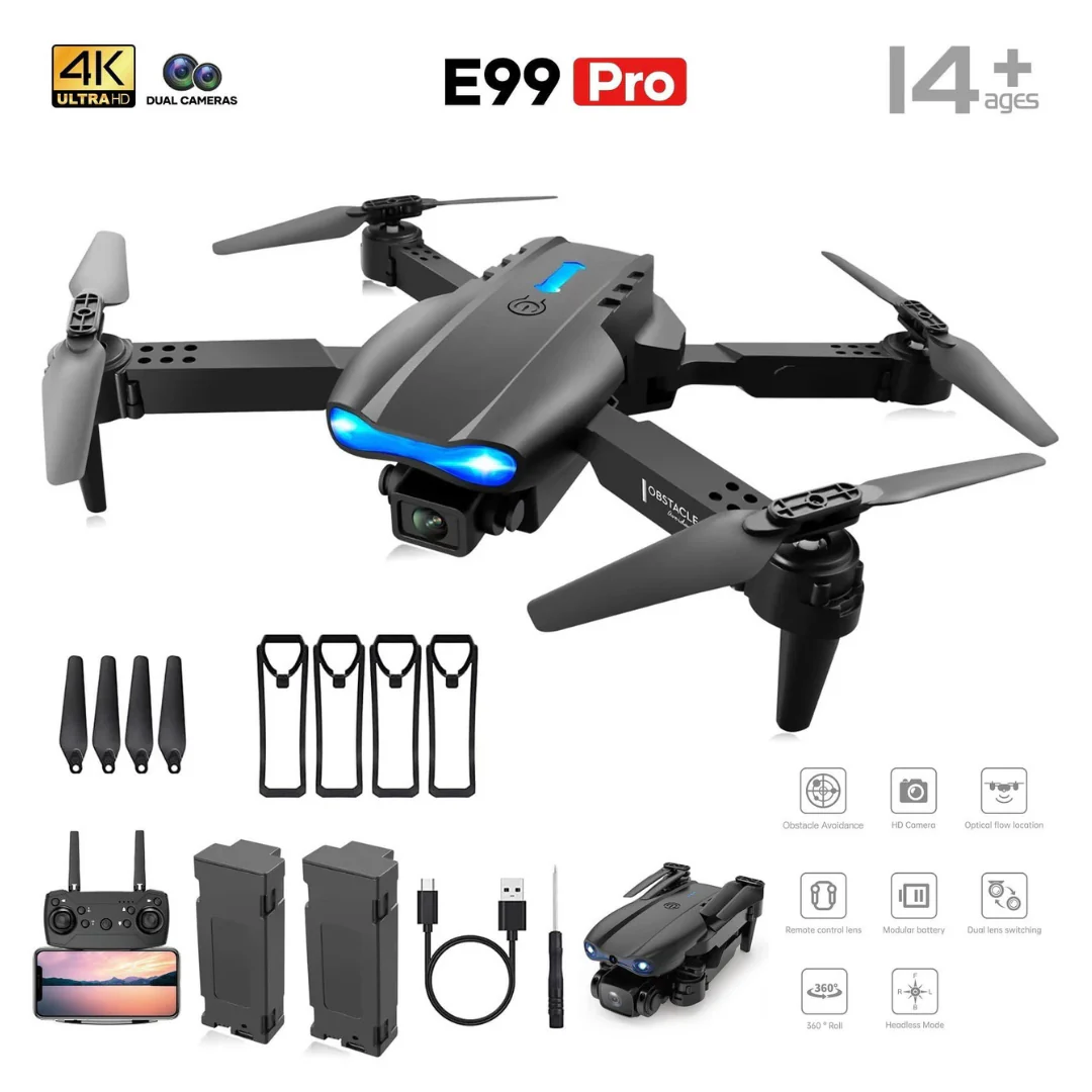 HTB 4K HD Dual Camera RC Quadcopter Drone W/ Two Batteries