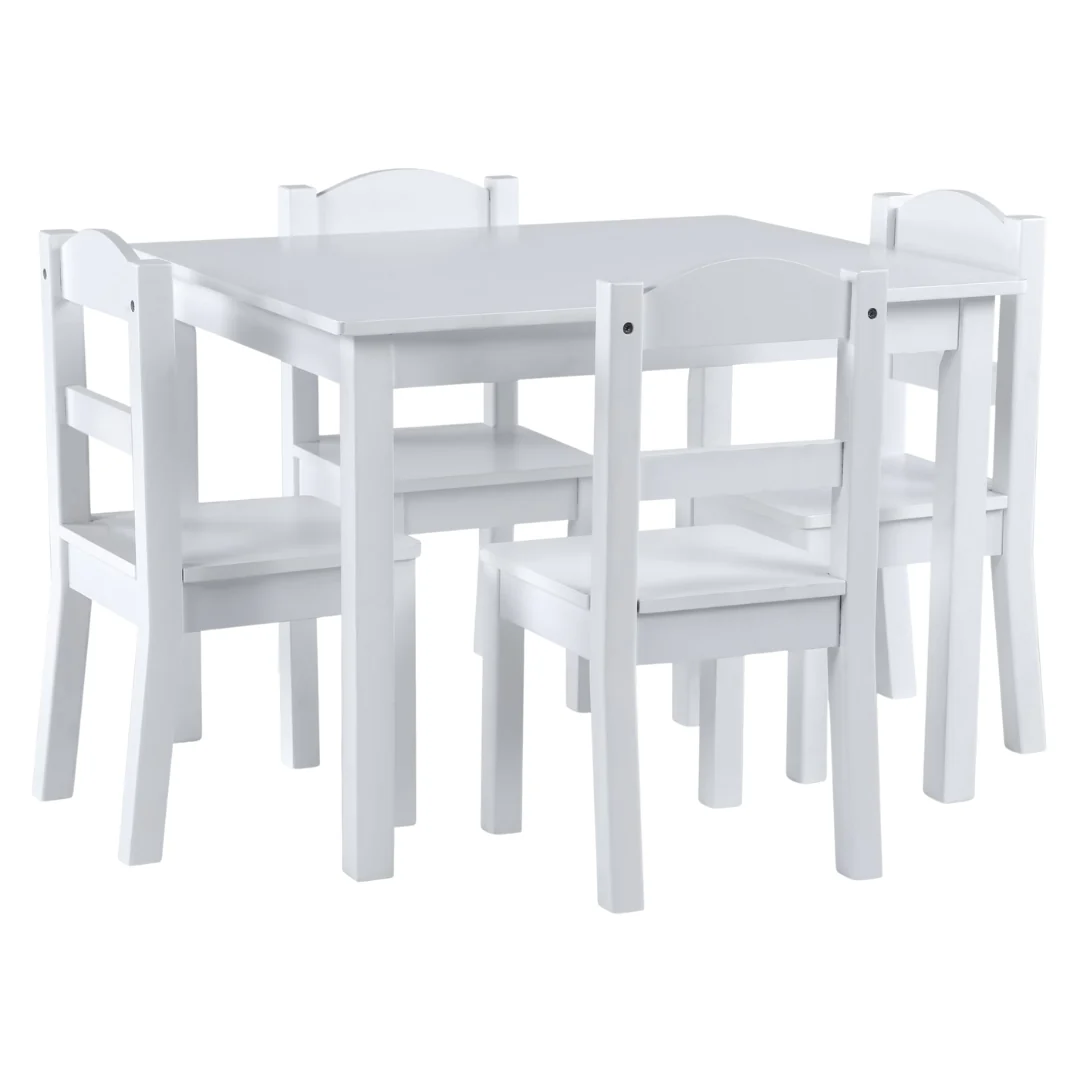 Humble Crew 5-Piece Cambridge White Kids Natural Table And Chair Set