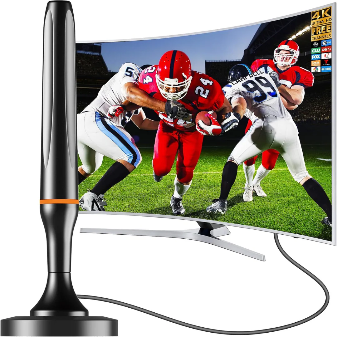 Indoor TV Antenna with 360-deg Magnetic Base, 4K Ready