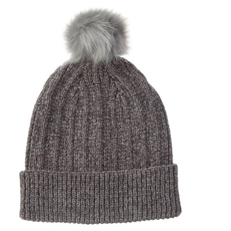 Isotoner Women's Classic Chenille Beanie with Cuff Pom