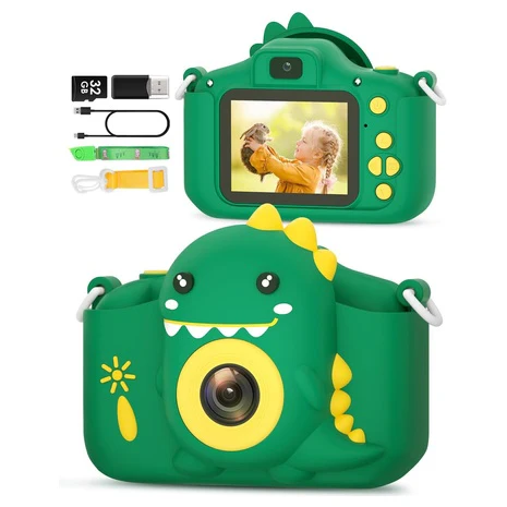 Kids' Digital Toy Green Camera with 32GB SD Card