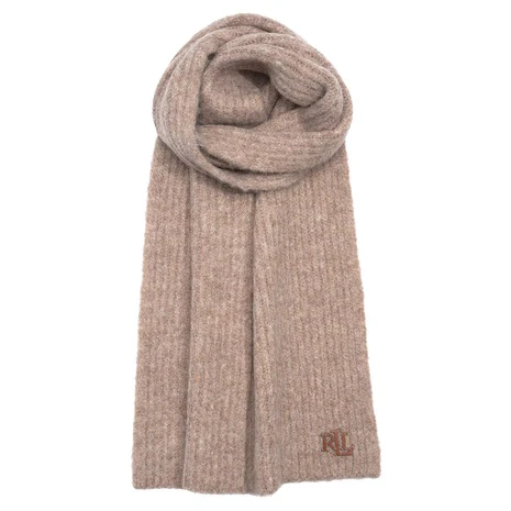 Lauren Ralph Lauren Fisherman Rib with Leather Logo Scarf