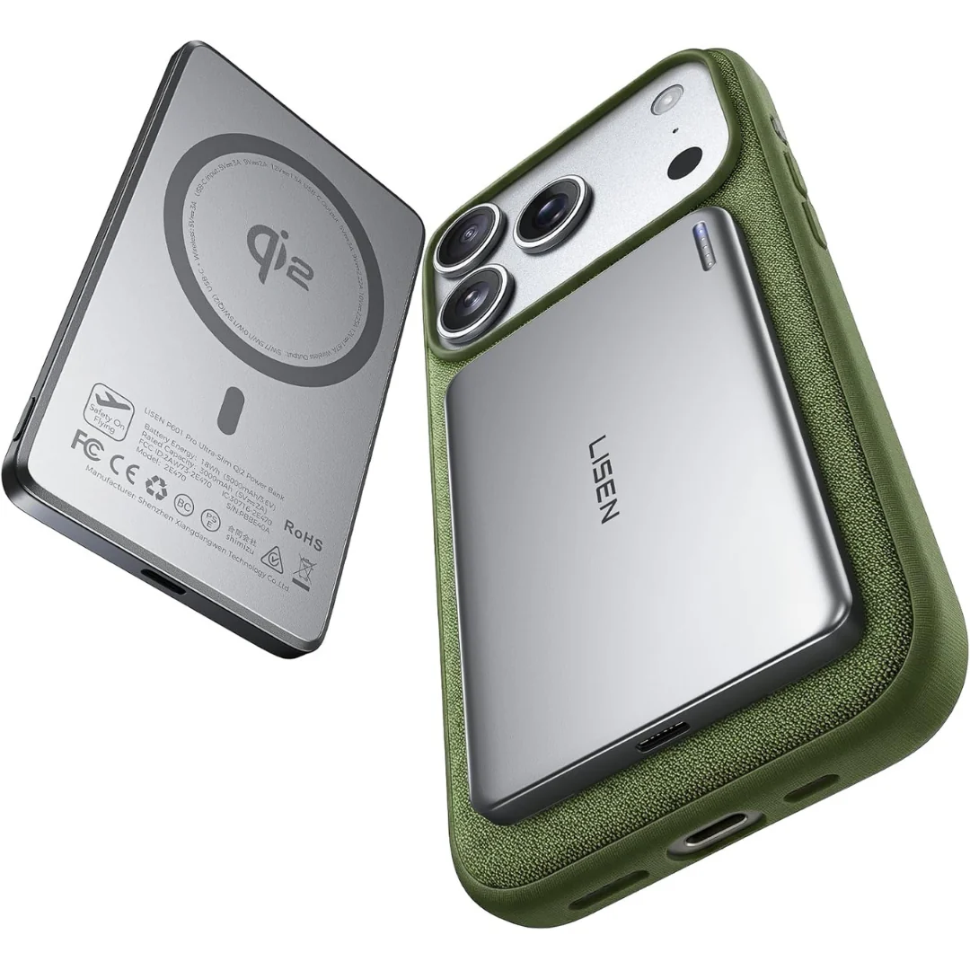 LISEN Qi2 15W MagSafe 5000mAh Slim Wireless Power Bank