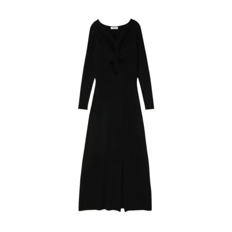 Long Gathered Knit Dress