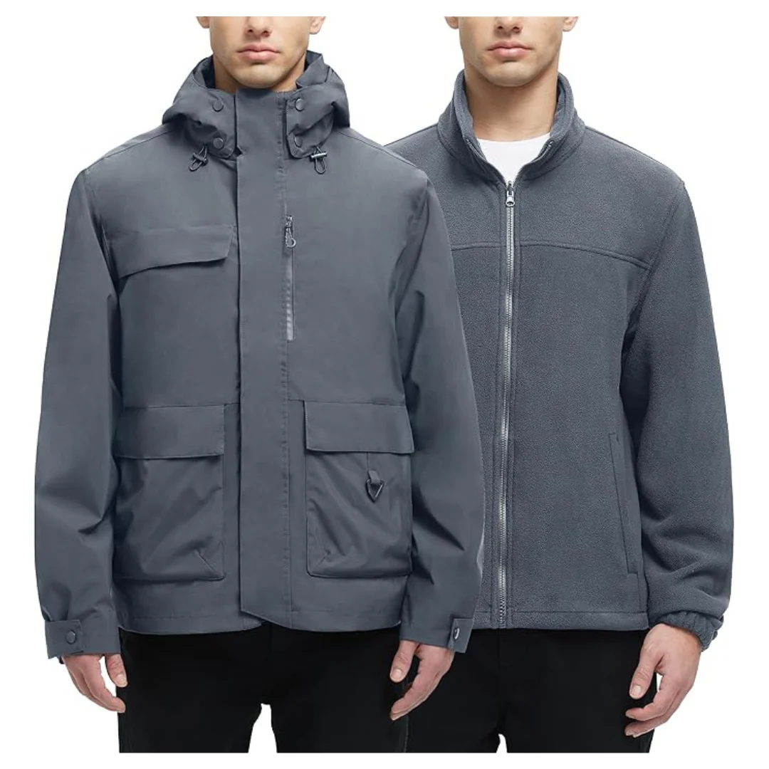 Men's 3-In-1 Waterproof Winter Jackets (Grey)