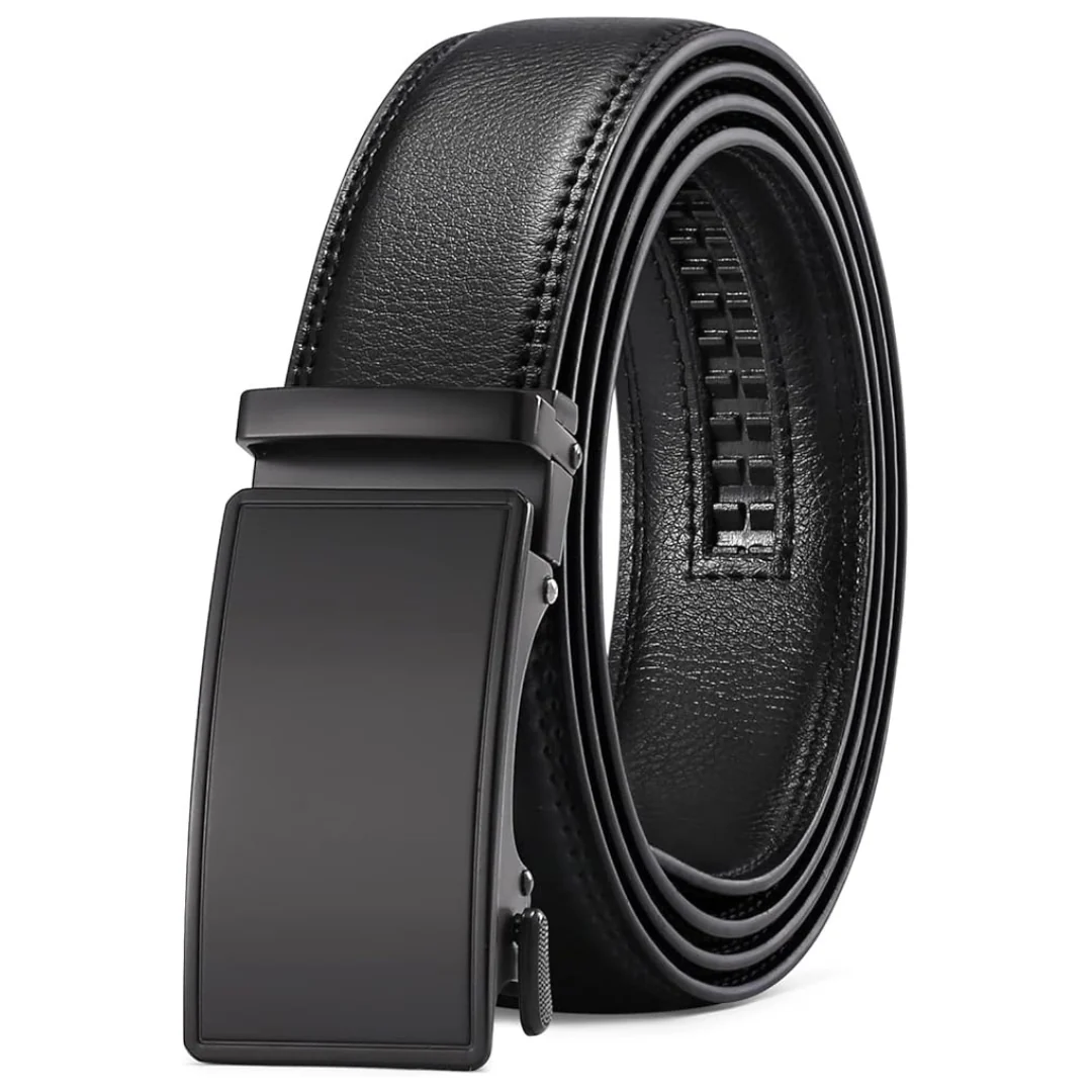 Men's Automatic Ratchet Buckle Slide Leather Belt (32" To 46")