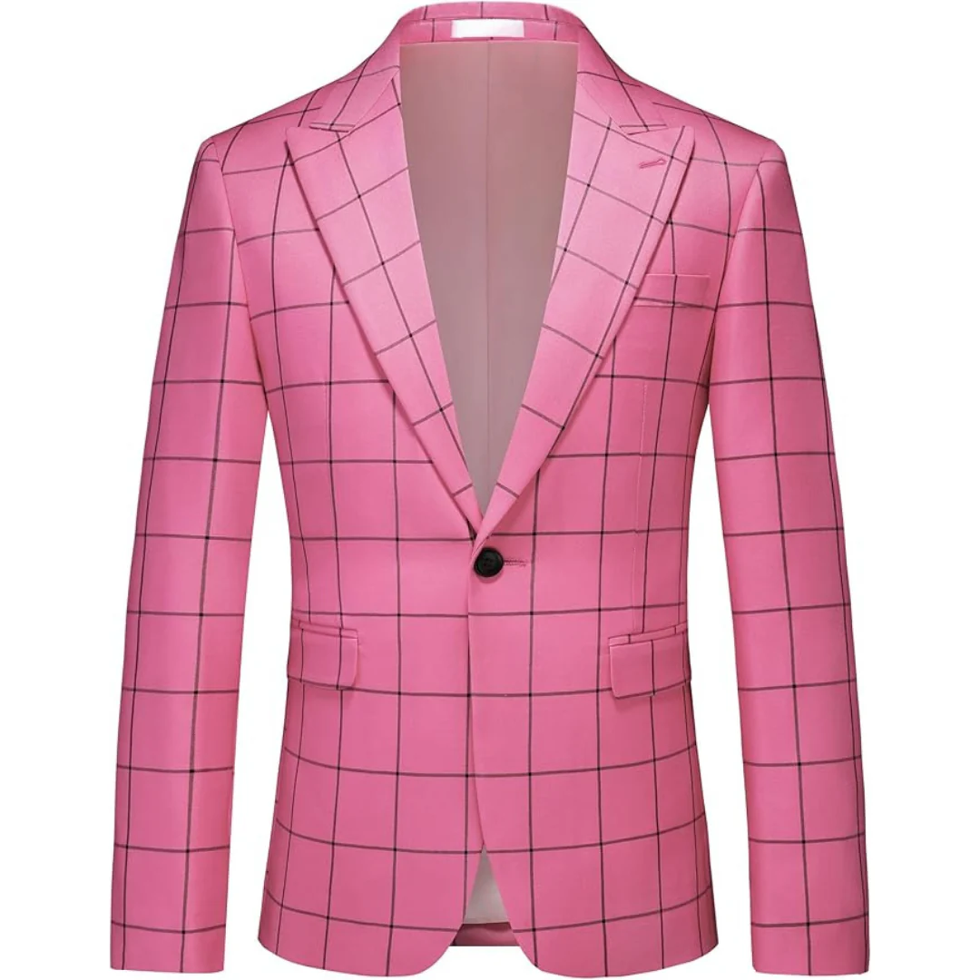 Men's Casual Lightweight Checkered Plaid Sport Coat