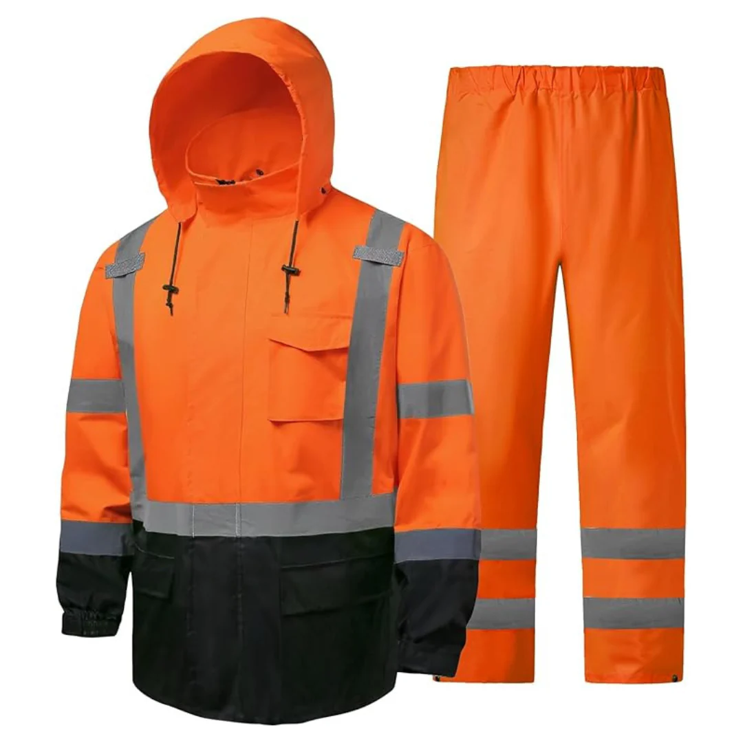 Men's Waterproof High Visibility Class 3 Safety Rain Suit (Various)
