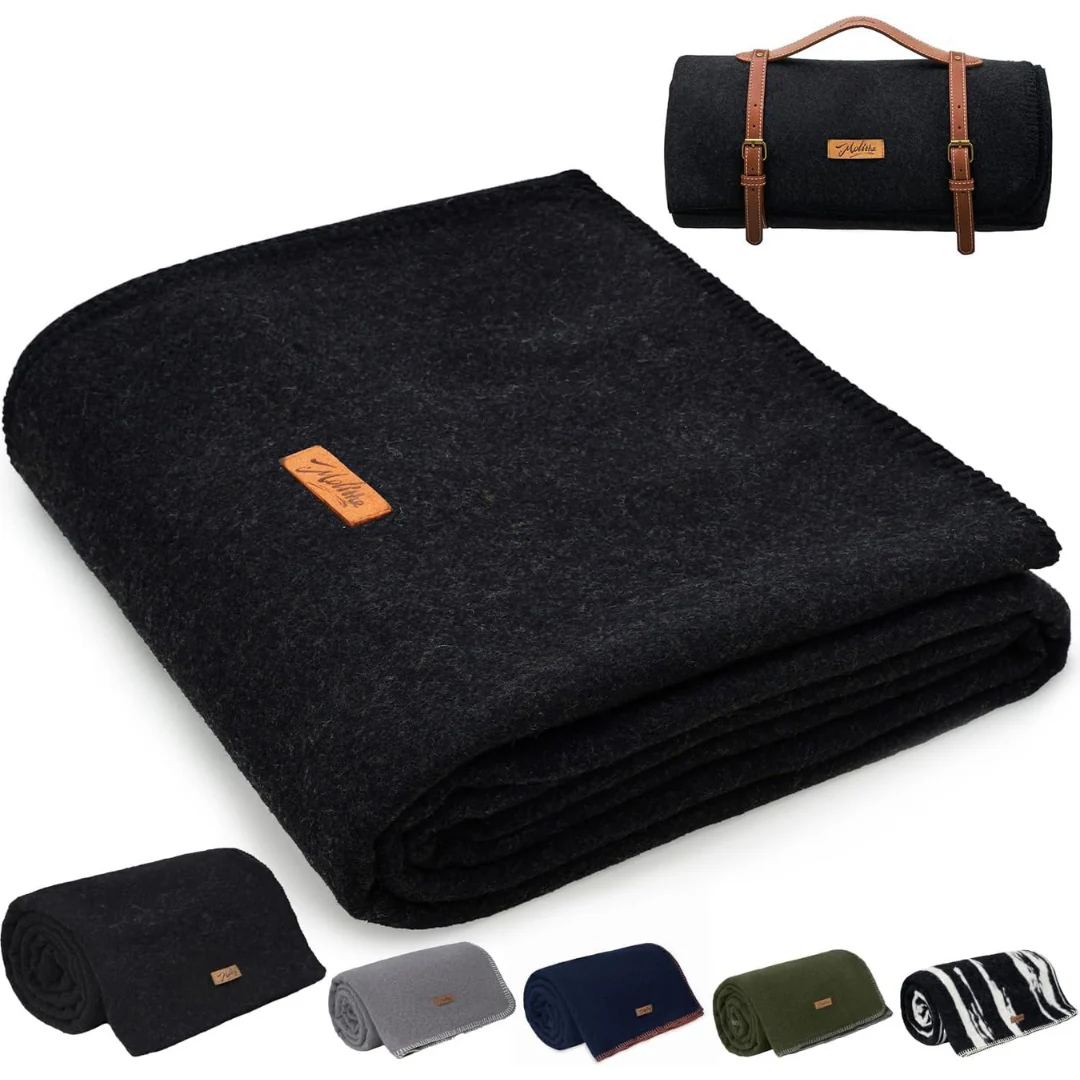 Molithe 100% Wool 62" x 86" Warm Thick, Washable Blanket