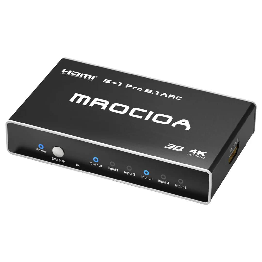 Mrocioa 5 In 1 Out 8K HDMI 2.1 Switch With Universal Remote & iOS App