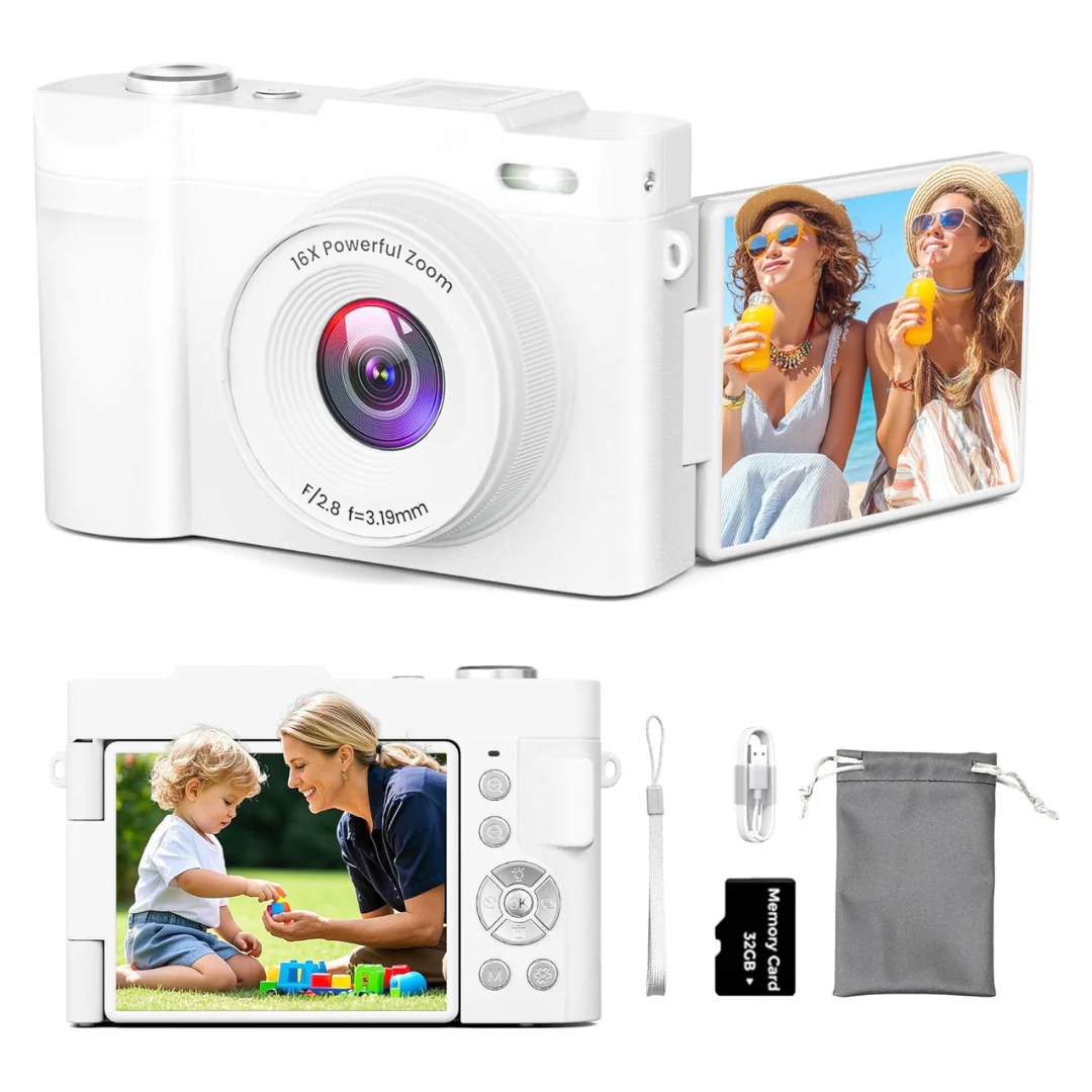 Nisumkey 50MP 4K UHD Wi-Fi Digital Camera W/ 16X Zoom & Flip Screen
