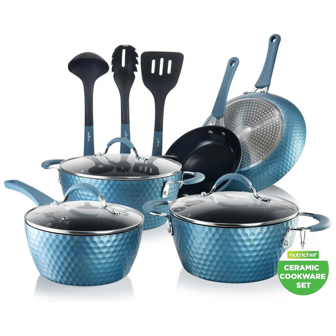 NutriChef 11-Piece Non Stick Cookware Set