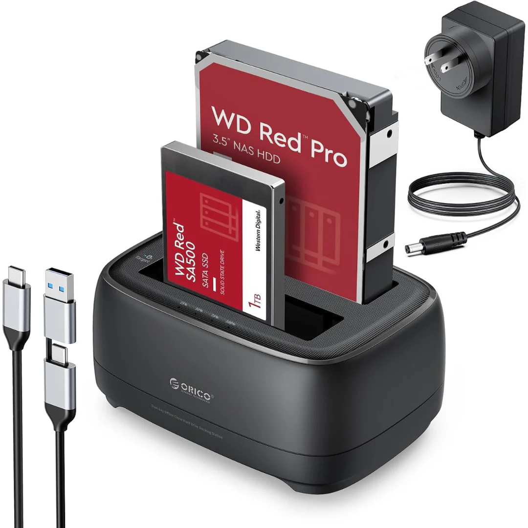 Orico 3.5" & 2.5" Dual Bay SATA SSD Hard Drive Docking Station