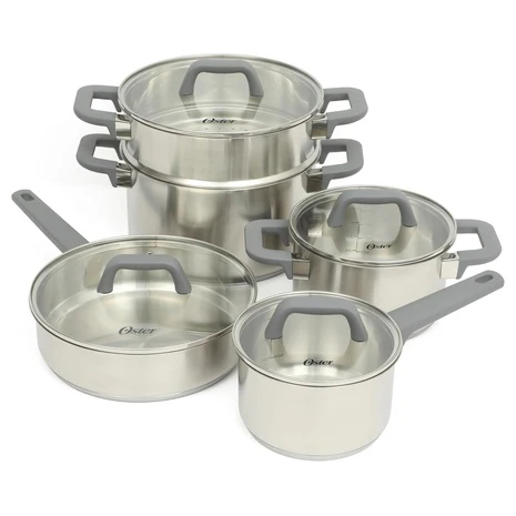 Oster 9-Piece 5-Ply Stainless Steel Cookware Set