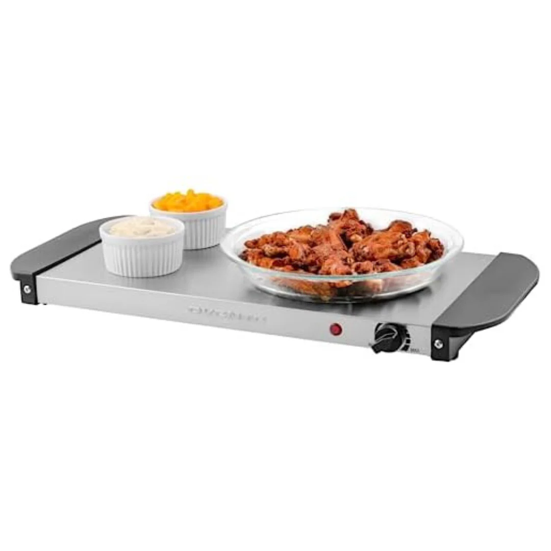 Ovente Electric Warming Tray with Adjustable Temp and Cool Touch Handles