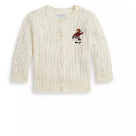 Polo Ralph Lauren Baby Girls' Bear Mini-Cable Knit Sweater
