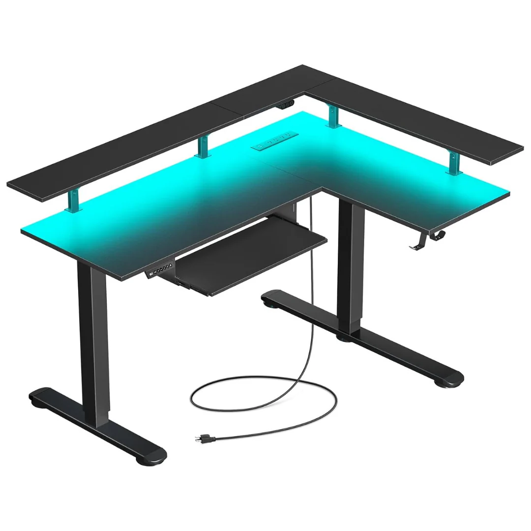 Rolanstar L Shaped Standing Desk With Keyboard Tray