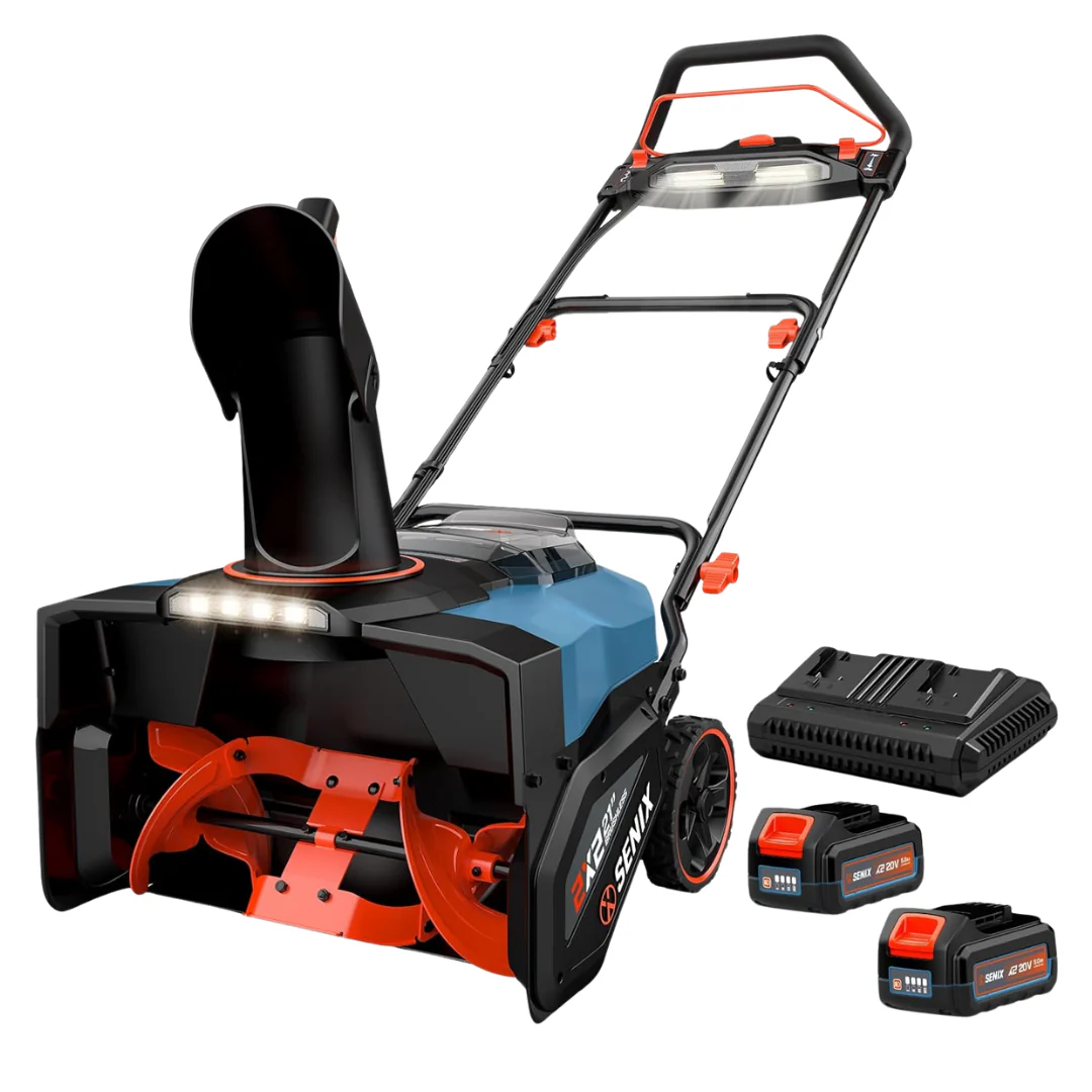 SENIX 2X2 40V Max Cordless Snow Blower With Variable-Speed Steel Auger
