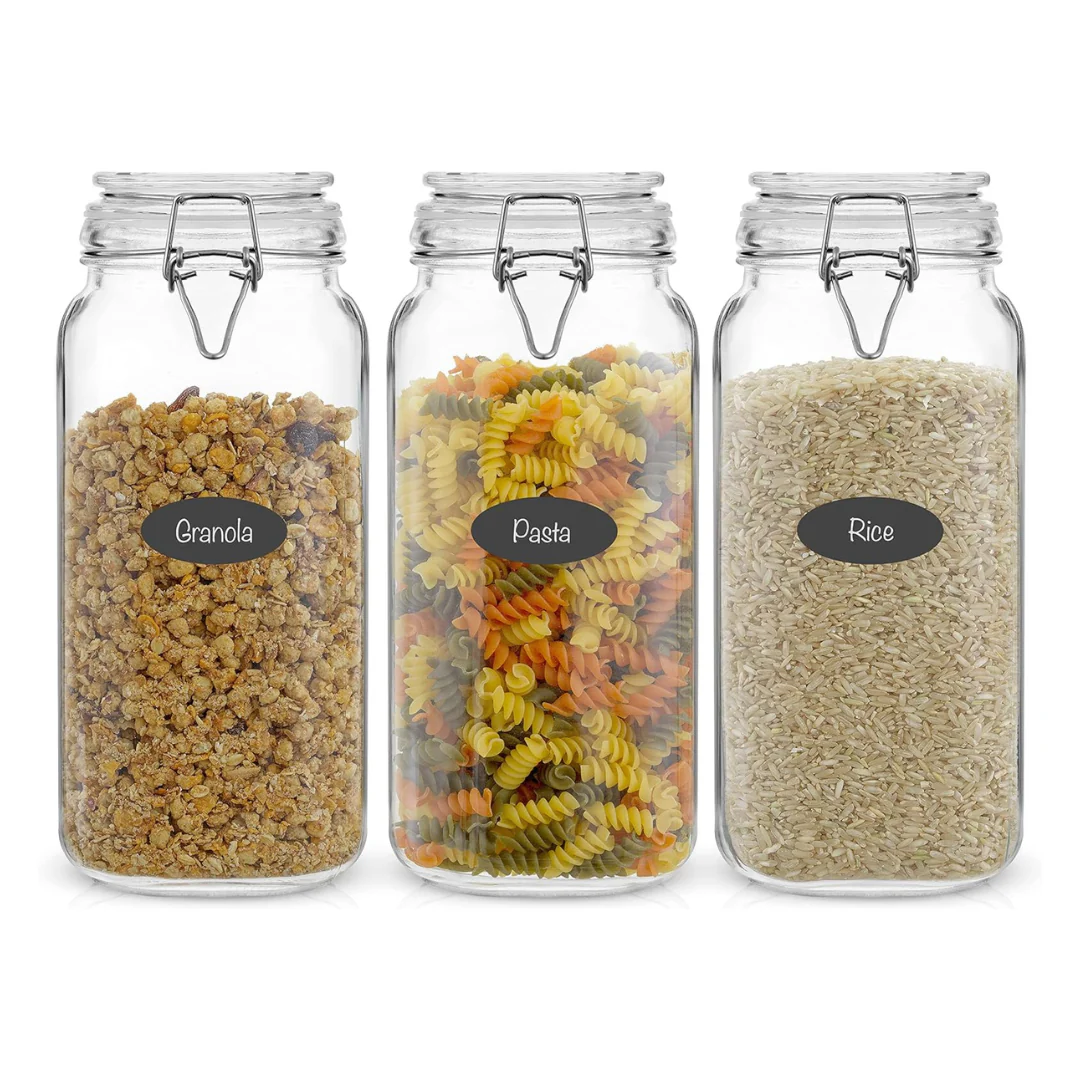 Set Of 3 JoyJolt 78oz Airtight Glass Jars With Lids