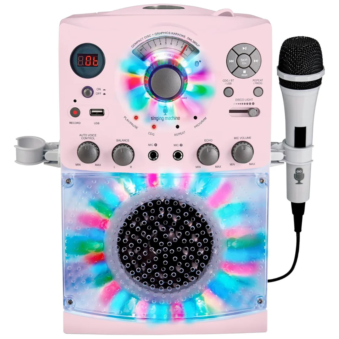Singing Machine Portable Karaoke Machine w/ Microphone Bluetooth & Lights