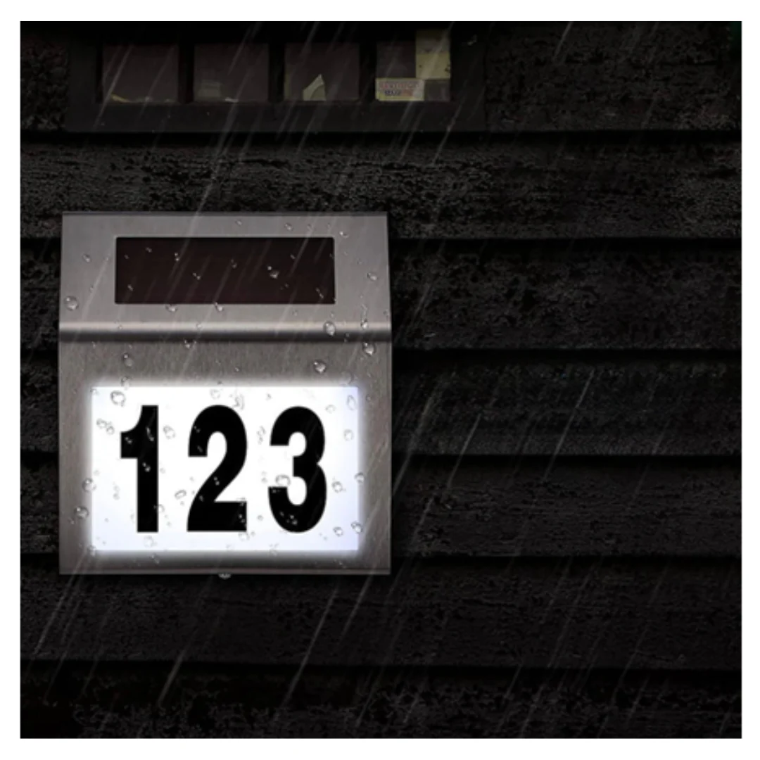 Solar LED Address Sign House Number Light With White LEDs