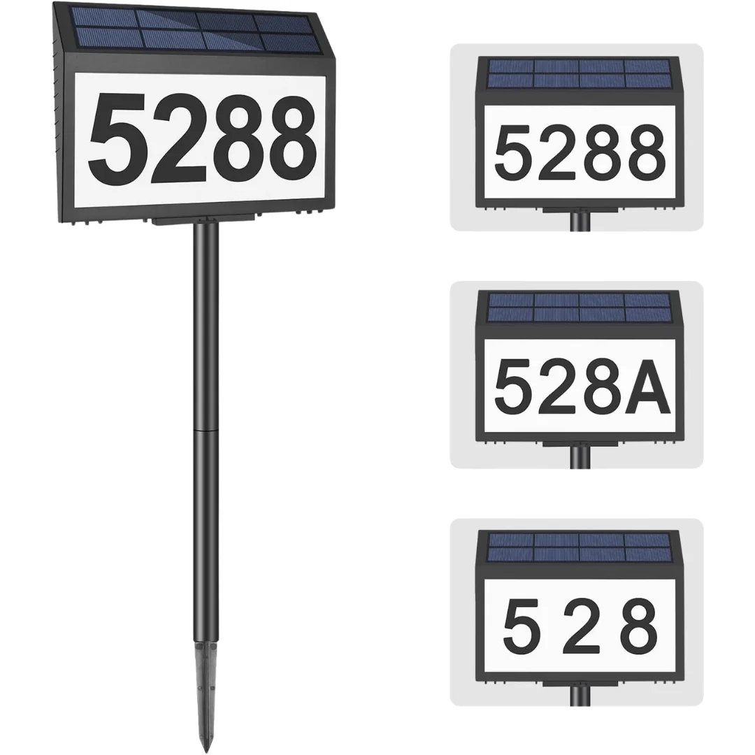 Solar Light Up LED Illuminated House Numbers Sign