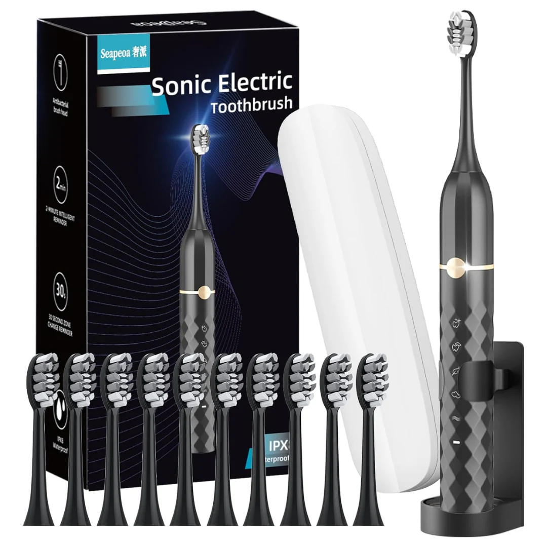 Sonic Electric 5-Modes Toothbrush Set W/ 10 Brush Heads (3 Colors)