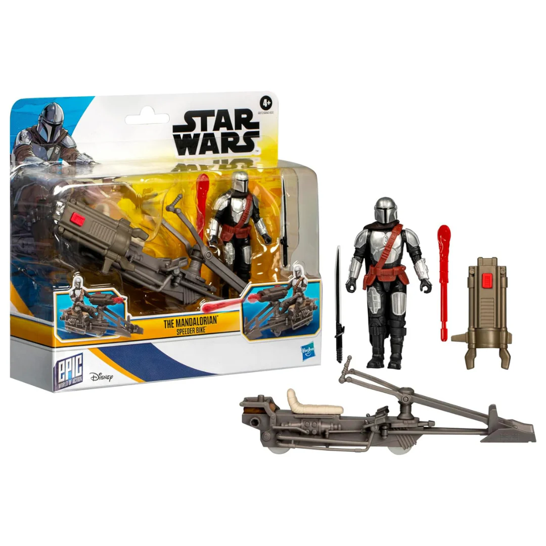 Star Wars Epic 4" World Of Action The Mandalorian & Speeder Bike Toy