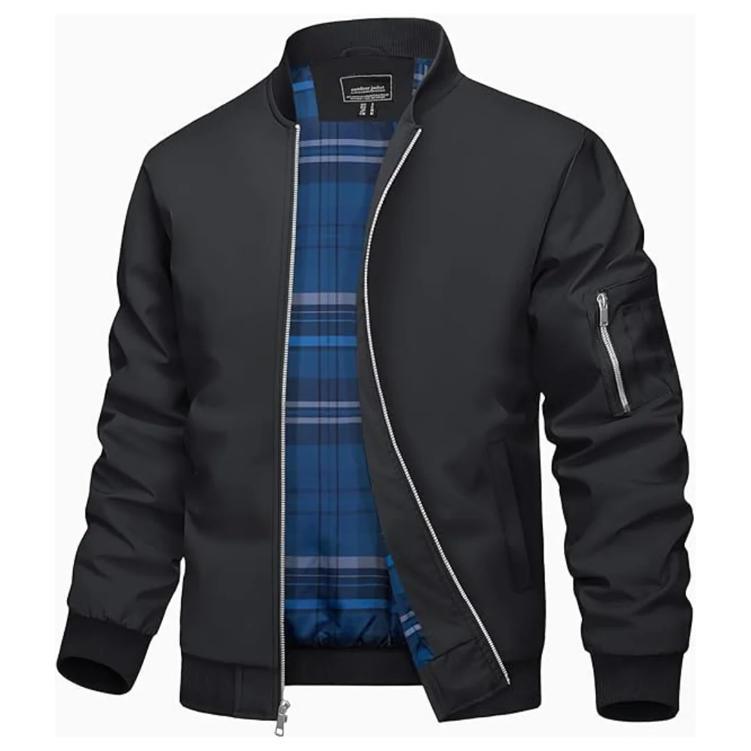 TACVASEN Men's Bomber Jacket Plaid Lined Casual Windbreaker (Various)